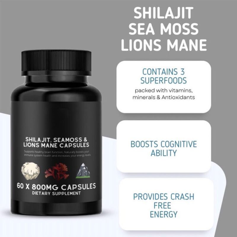 Buy Shilajit Lions Mane Capsules - Premium Quality Monkey Mushroom Supplements - Image 3