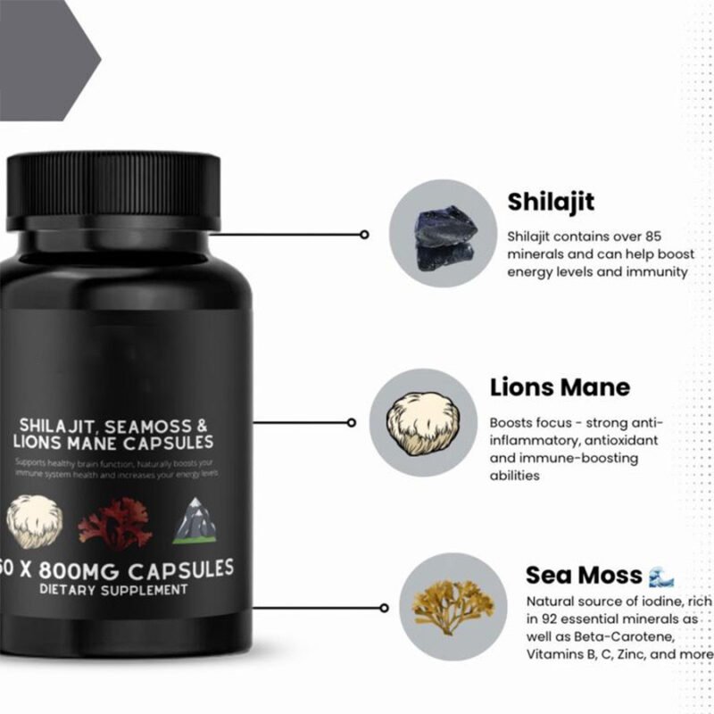 Buy Shilajit Lions Mane Capsules - Premium Quality Monkey Mushroom Supplements - Image 4